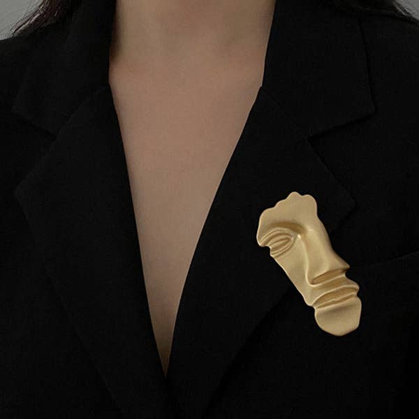 Plush Looks - Vente Broches - Broche de masque mat vintage rétro artistique