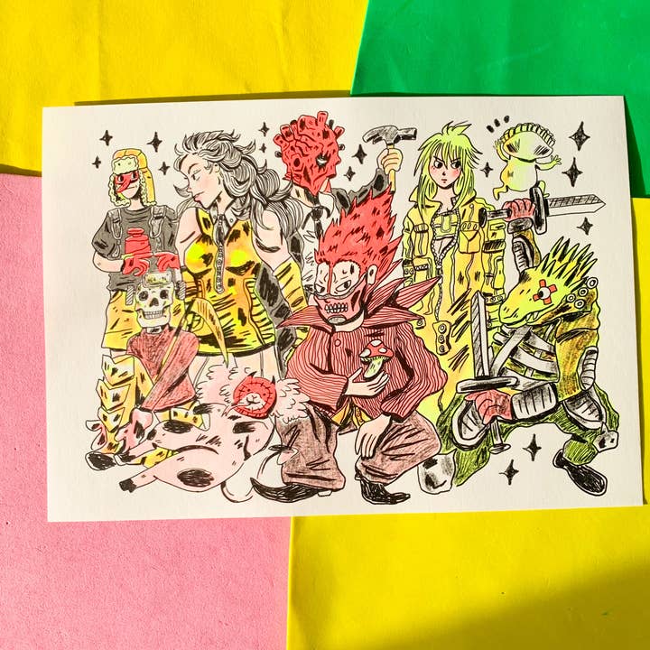 Impression Risograph Anime Dorohedoro A4 pour la vente par Sophie Heywood