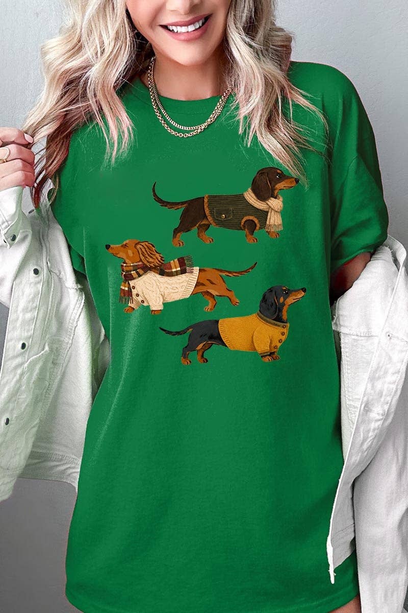 COLORBEAR - Wholesale T-Shirt (Graphic) - Women's - Dachshund Trio Graphic Plus Heavy Cotton Tee12