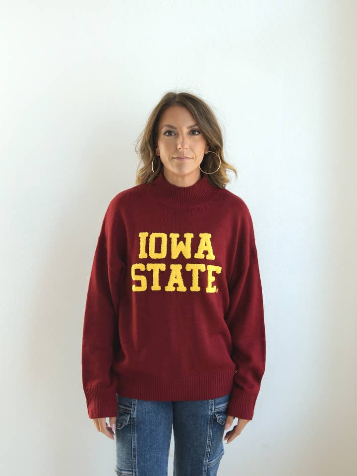 Iowa State Varsity Chenille Turtleneck Sweater for wholesale by Gameday Social Apparel Co.®