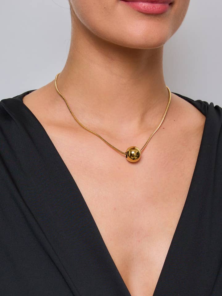 224AQ14 stainless steel ball Y necklace for wholesale by BYREN | ÉLINE L'ATELIER