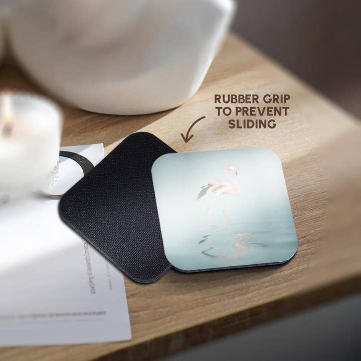 3dRose – Base de copos por atacado – 3dRose, Flamingo Cor-de-Rosa a Caminhar em Água Calma, Base para Copos10