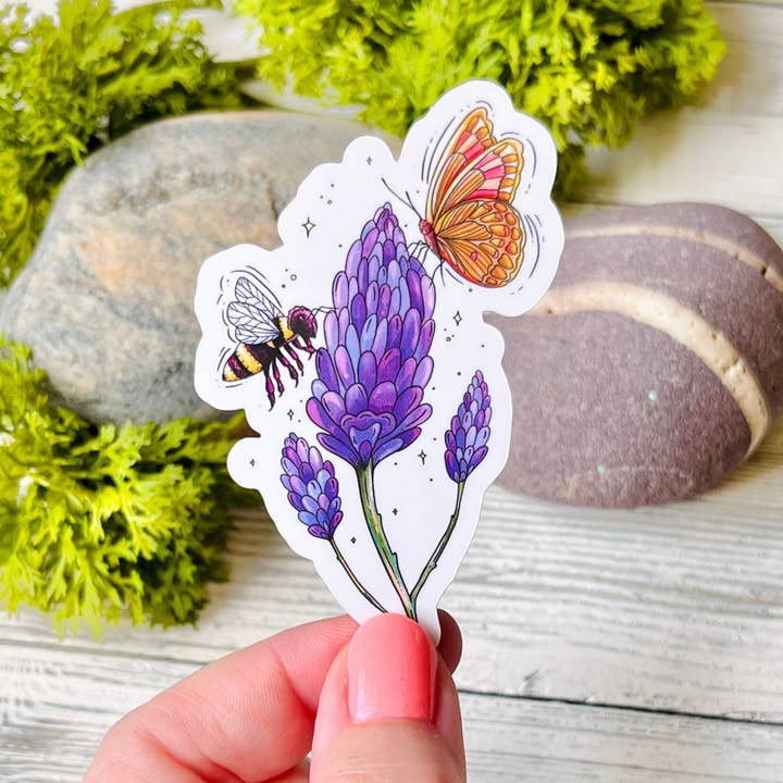 Autocollant Abeille + Papillon | Vinyle Brillant Résistant aux Intempéries pour la vente par The Swimming Owl