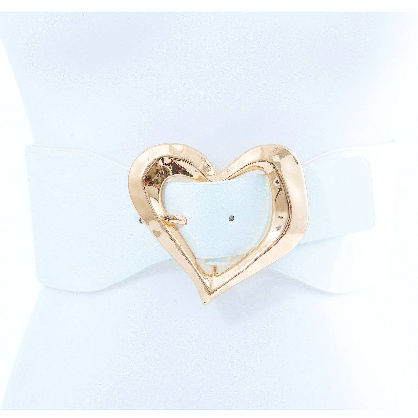 Diacly - Vente Ceinture – femme - Ceinture élastique à boucle Gold Heart Hardware1