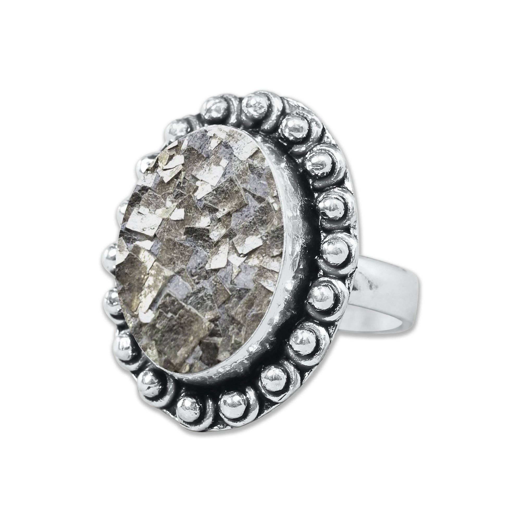 Handmade Jewels - Wholesale Cocktail/Statement Ring - Pyrite Druzy Rings – Handmade, Silver-Plated, Sparkling Natural Stone (Made to Order)16