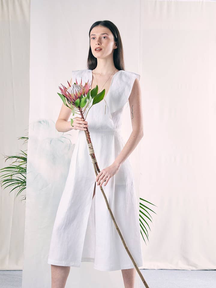 WHITE - FONDUE MIDI DRESS for wholesale by SUNDAY LIFE