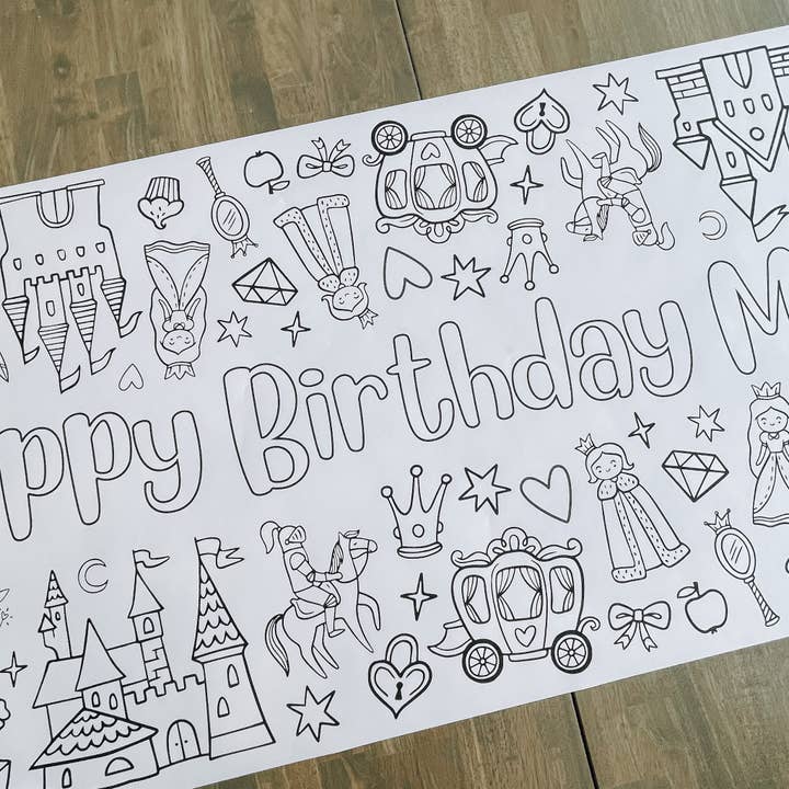 Enchanted Fairytale Coloring Table Runner| Happy Birthday for wholesale by Party in a pinch