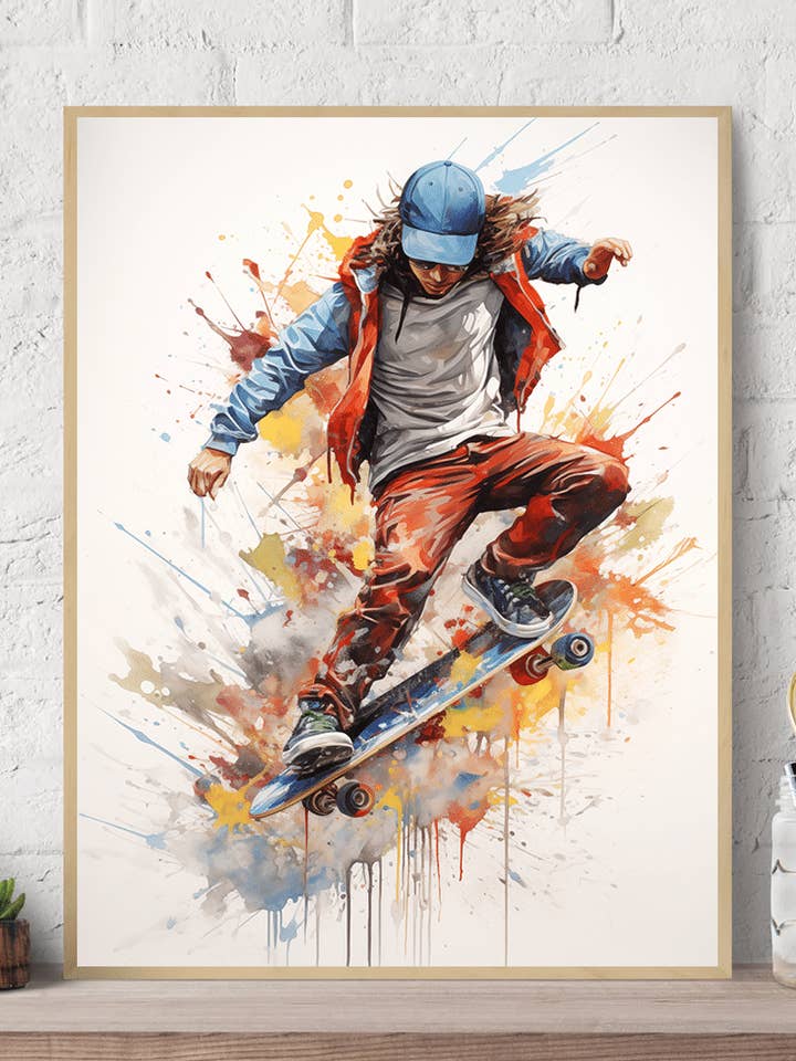 Leinwand-Kunstdruck „Skateboarding Dynamic Pose“ für den Großhandel von Arttique - Artistry Canvas Prints
