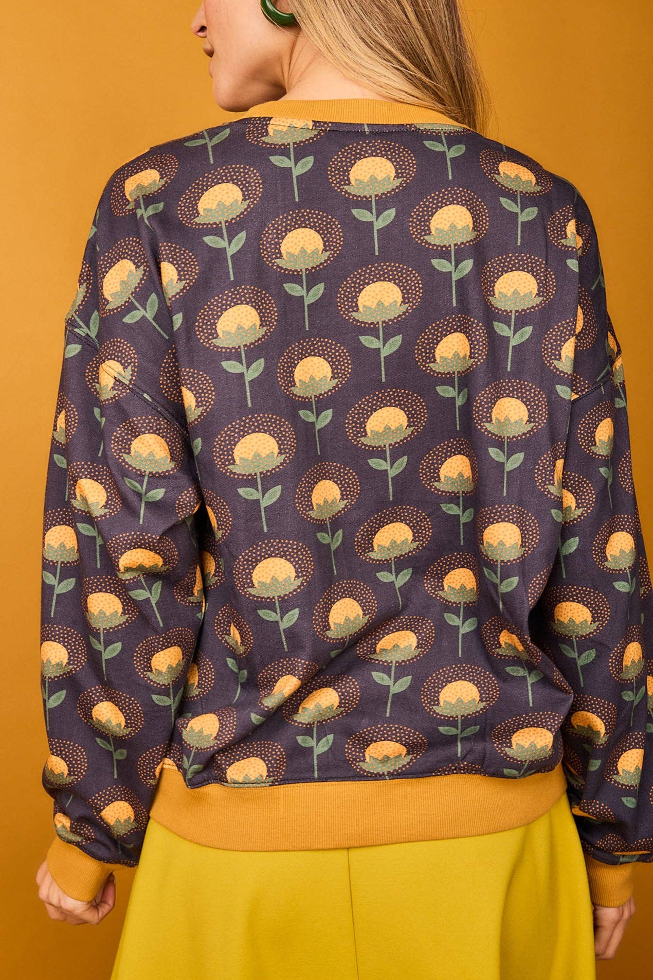 Smile – Sweatshirt - Mulher por atacado – Camisola Fruto Flor Amarelo5