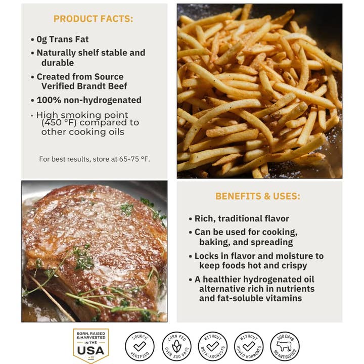 Brandt Beef - Wholesale Cooking Oil - Brandt Beef Tallow - 800oz - All Natural Beef Tallow