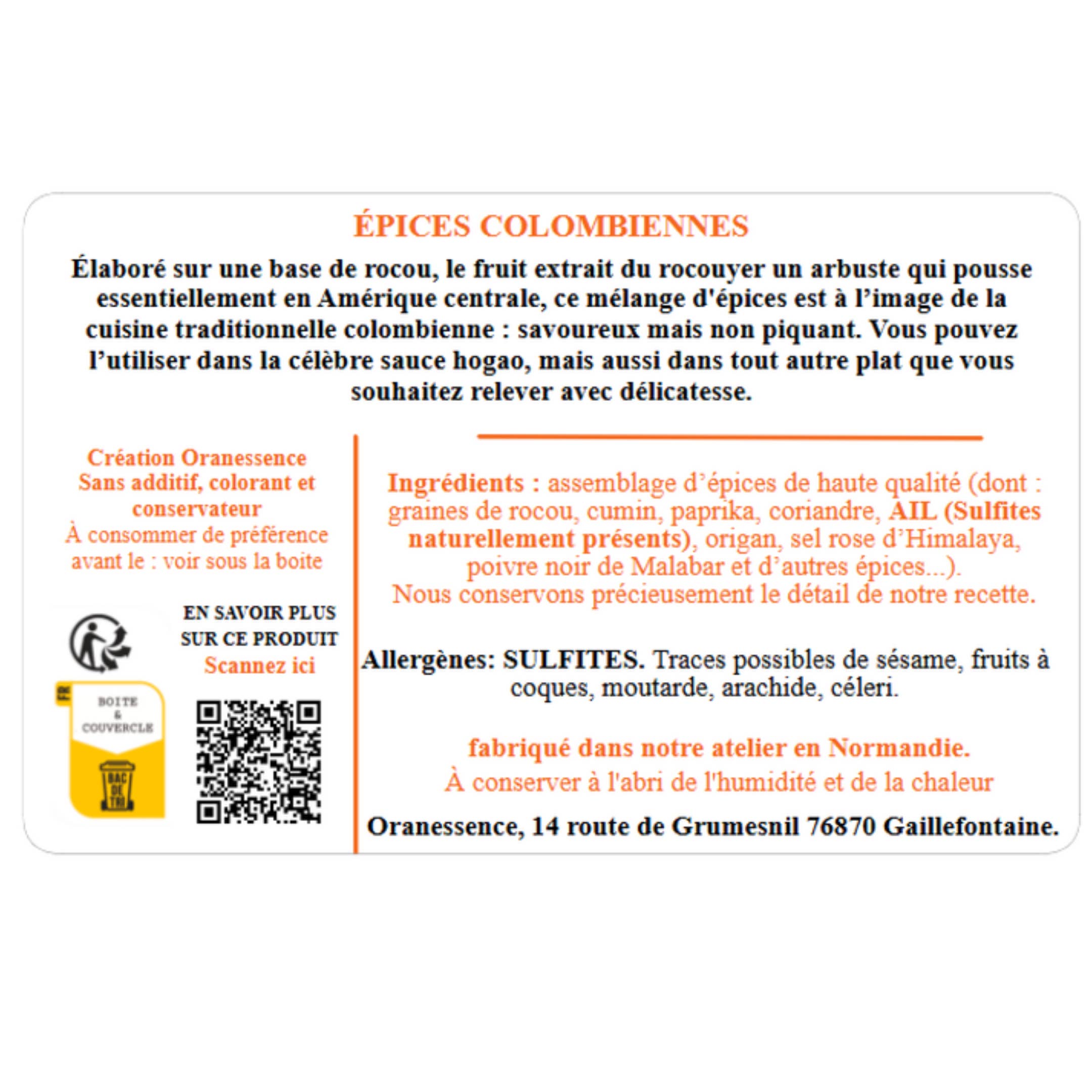 Oranessence - Wholesale Dried Spice - Colombian spices (45g box)1