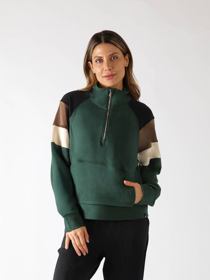 Daily Scuba 1/4 Zip: Forest Color Block for wholesale on Faire0