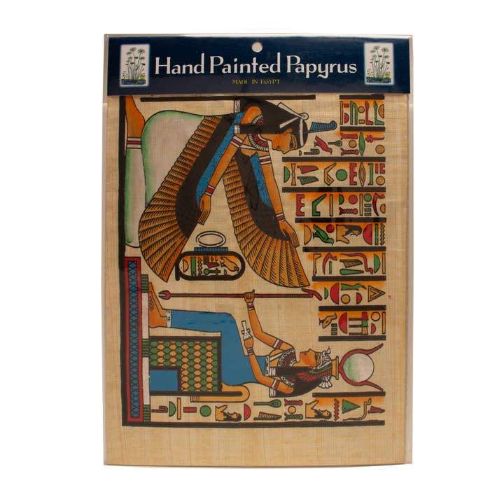 Discoveries, Inc. - Wholesale Painting/Drawing - Hand-Painted Papyrus Egyptian Maat & Isis - 8" x 10"1