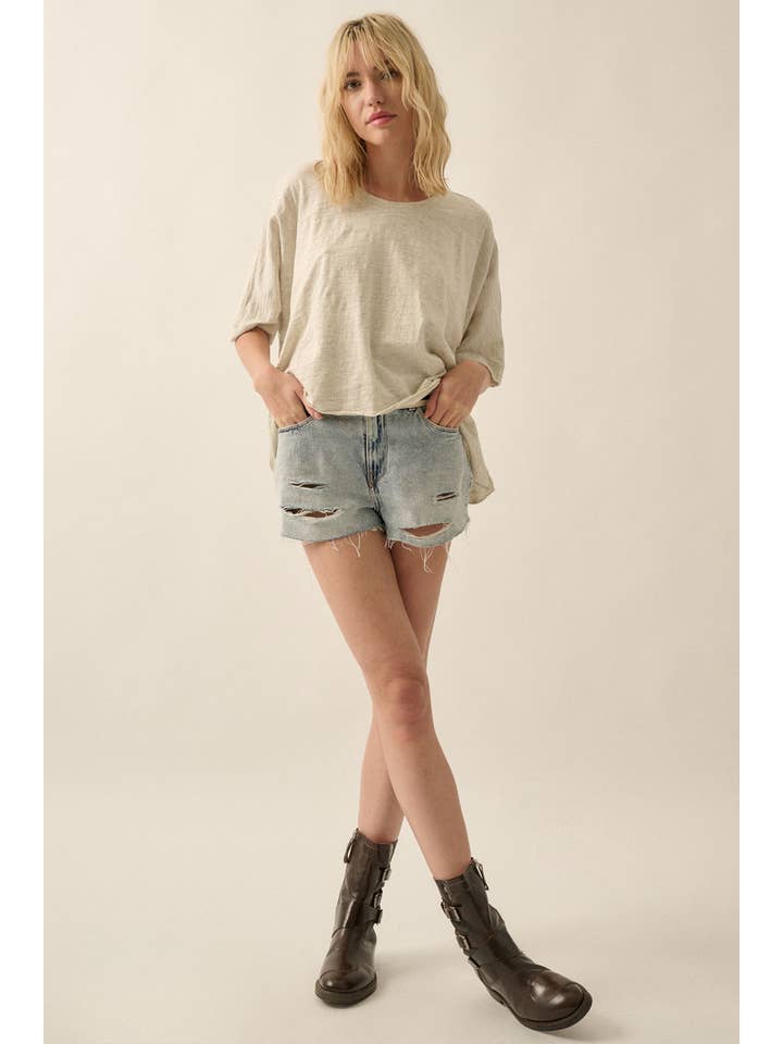 Promesa USA - Wholesale T-shirt – women's - Easy Fit Mineral Wash Poncho Slub Knit T-Shirt20