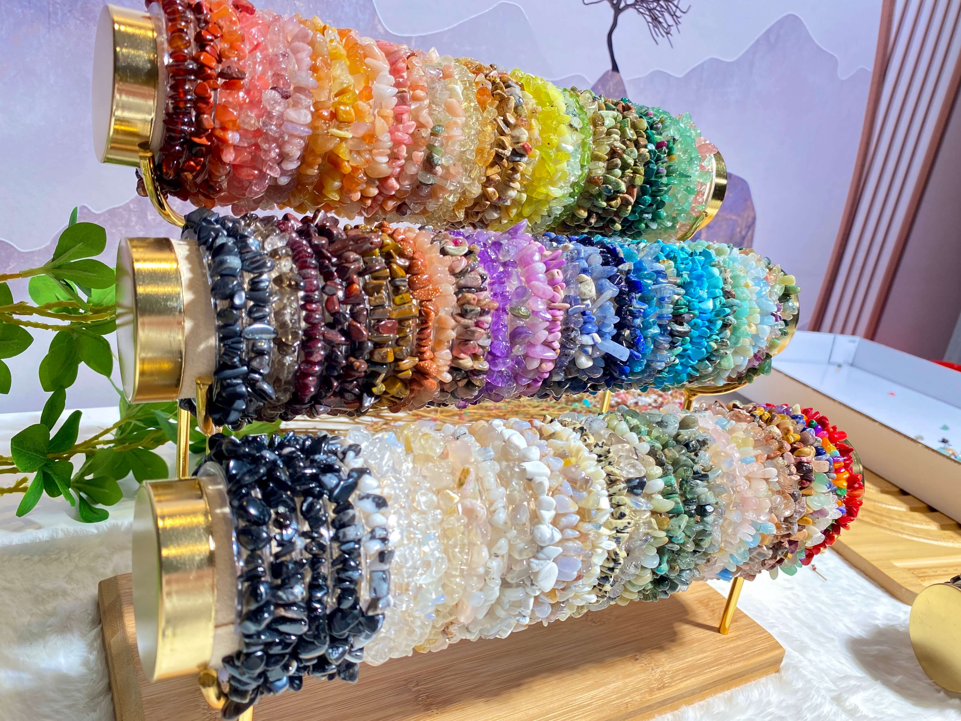 YYDIYcrystal - Wholesale Beaded Bracelet - 4PCs Crystal Bracelets for Couples, Women's chips Bracelet 3