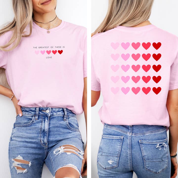 Greatest is of these is Love Valentines Day Graphic T-Shirt for wholesale by Faith & Life Christian Brands