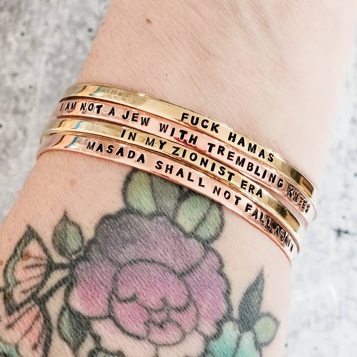 Salt and Sparkle - Wholesale Manchet-armband - Fuck Hamas verstelbare armband met dunne manchetten