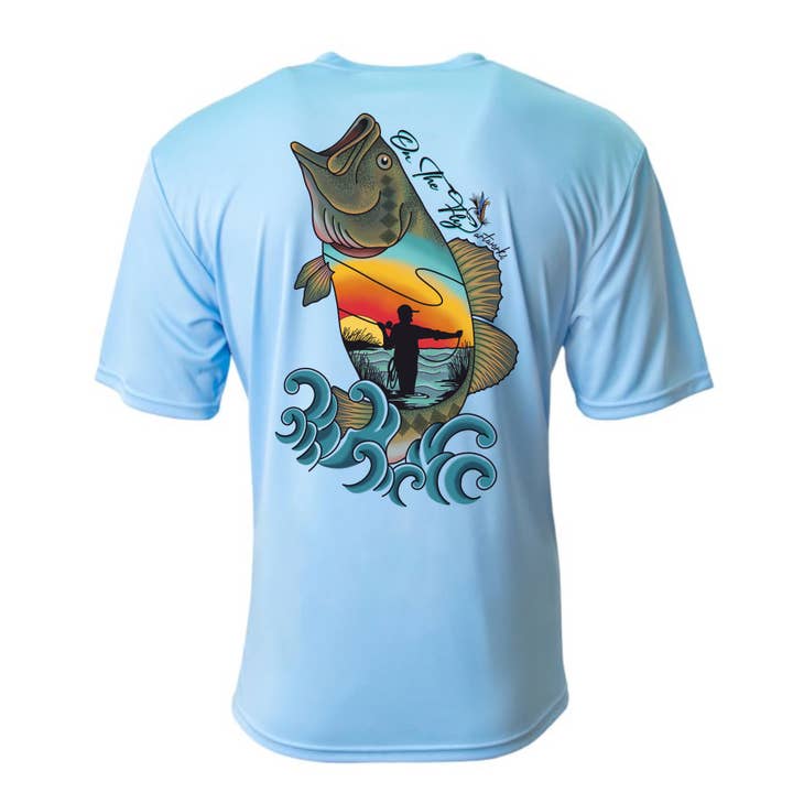 GETTIN’ THAT BUCKETMOUTH! Largemouth Bass UPF 50+ Performance Short Sleeve for wholesale by On The Fly Artworks