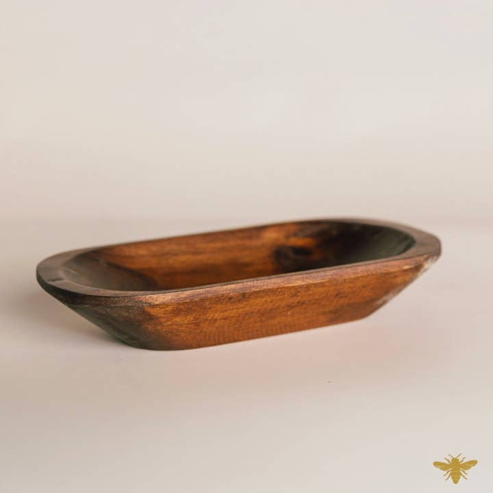 Acacia Wood Bowls | Large Oval Dough Bowl - Brown for wholesale on Faire1