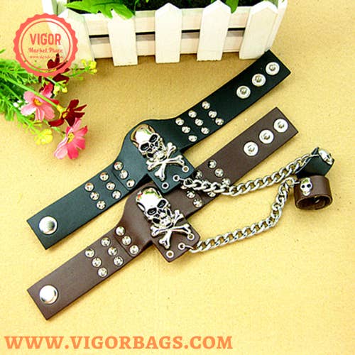 Mix Match Colors Rock ring conjoined ghost head leather bracelet Dance show a for wholesale on Faire8