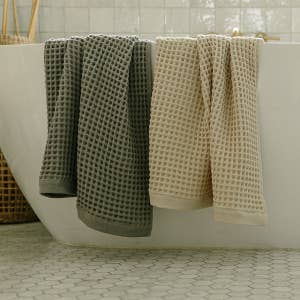 Danica Heirloom Textured Waffle Weave Hand Towel | Tawny, Brown