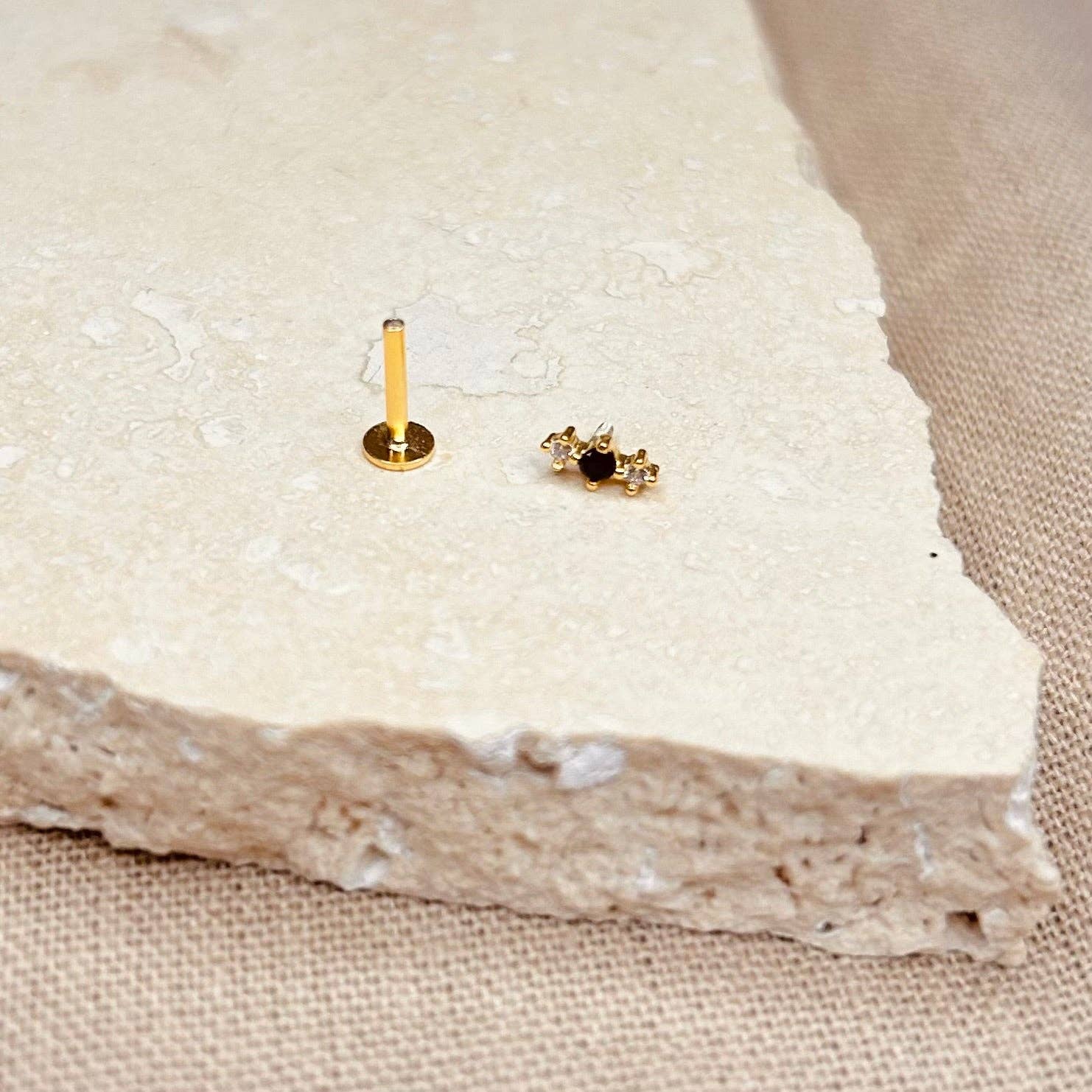 Little Nell Jewellery - Wholesale Single Earring - Gold Noir Trio Labret
