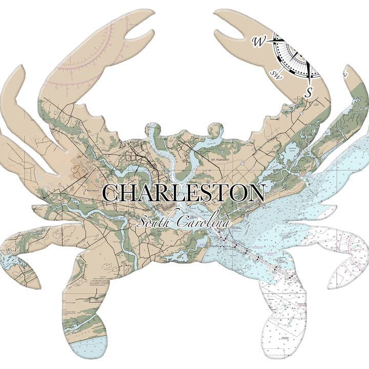Crab Shaped Wall Map- Custom Location -19 Inches for wholesale by Map Mom