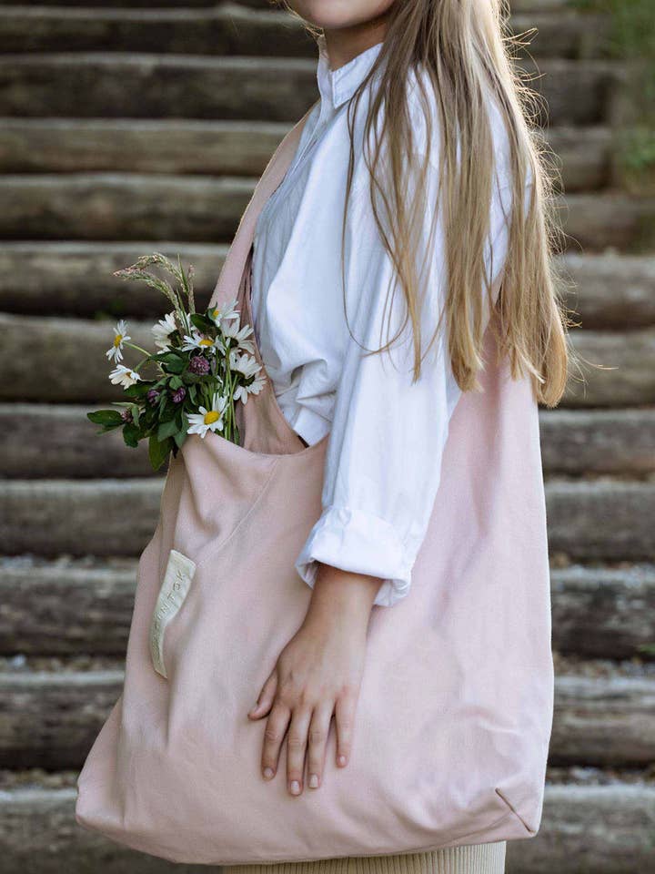 Grand sac en toile triangle surdimensionné Tira - Rose pour la vente par Tintok