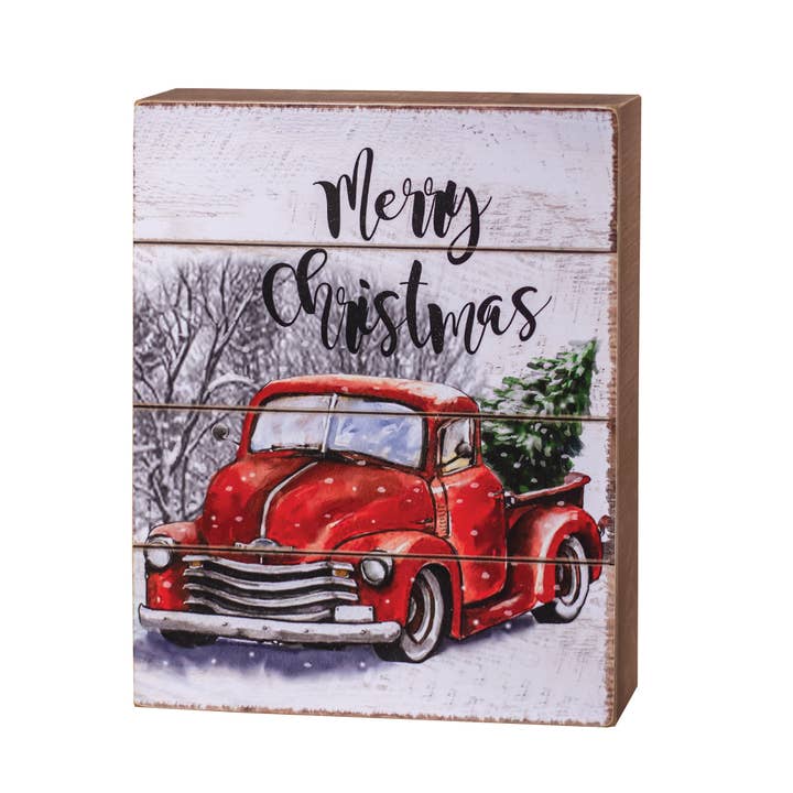Col House Designs - Wholesale Christmas Decoration - Merry Christmas Red Truck Box Sign