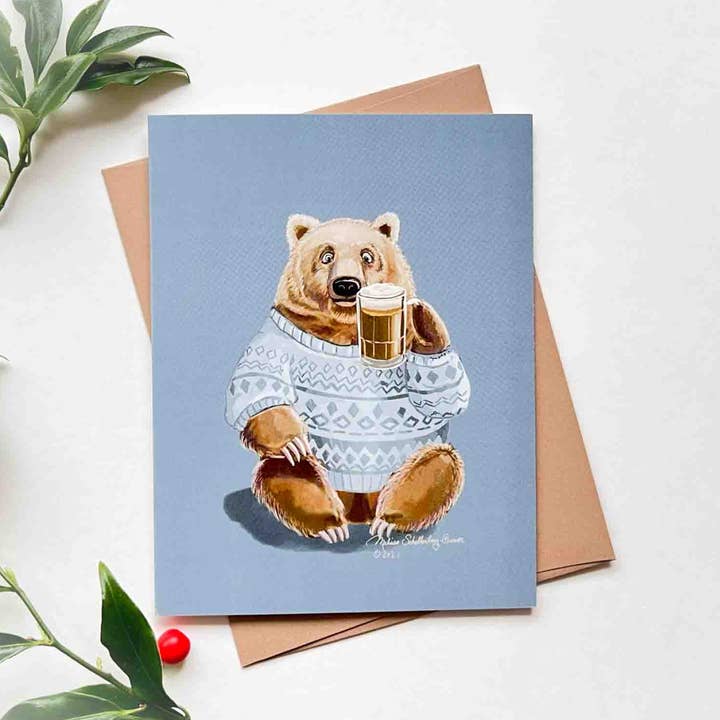Biglietto d'auguri Cheers Bear per la vendita all'ingrosso da parte di True North Creations