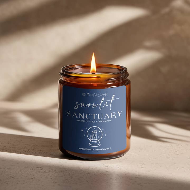 Thread & Crumb - Wholesale Jar/Filled Candle - "Snowlit Sanctuary" Beeswax + Tallow Candle | Holiday Candle2