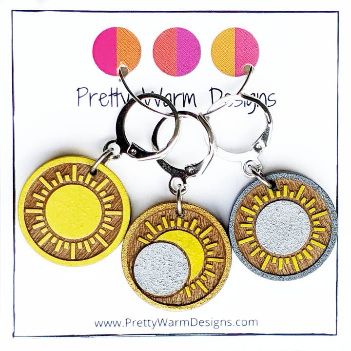 Eclipse Trio, segnapunti bloccabili per lavoro a maglia o uncinetto per la vendita all'ingrosso da parte di Pretty Warm Designs