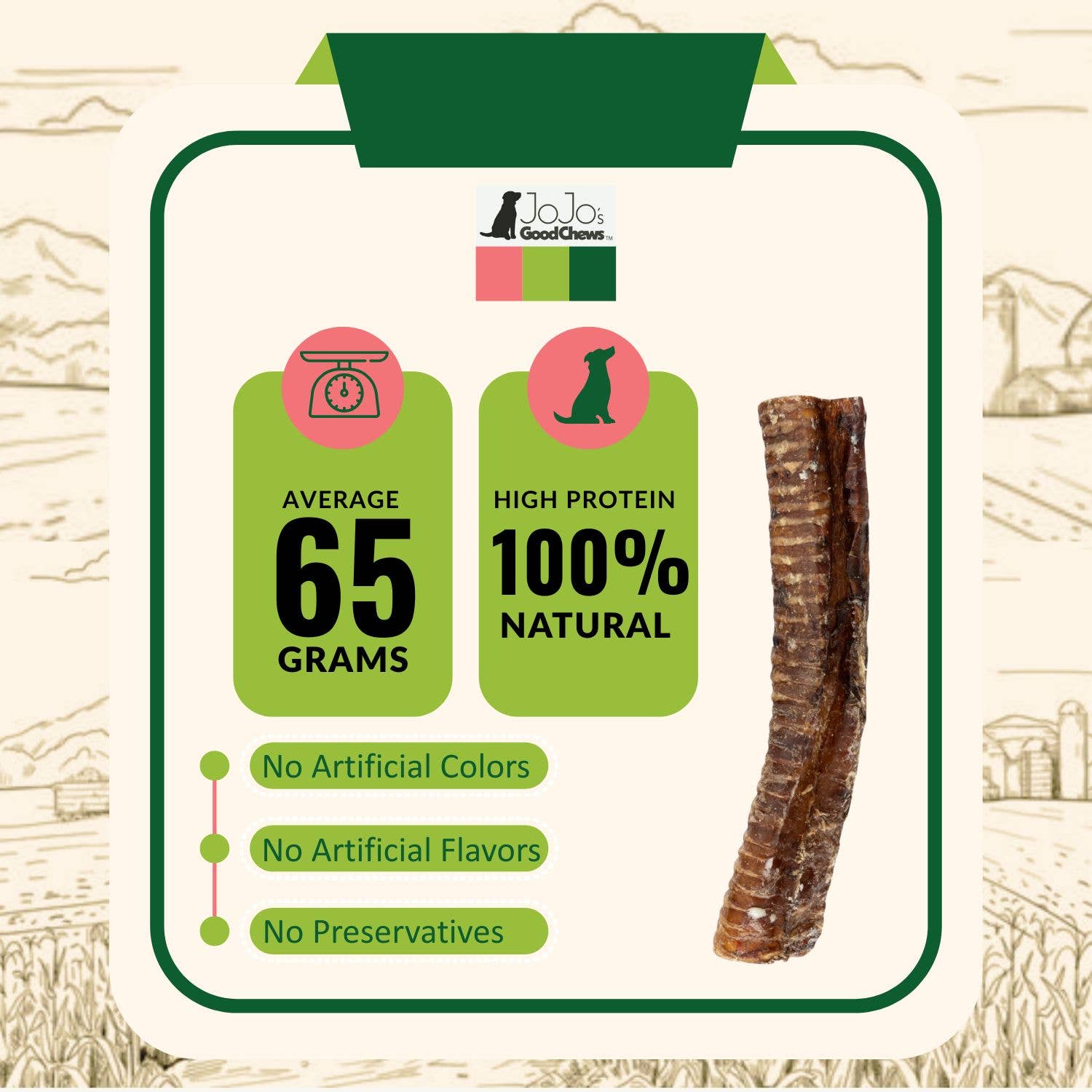 Jojo Modern Pets – Engroshandel Godbid - Hund – 15 cm oksetrævle hundegodbid - 100% naturlige hundetyggeben (25/pose)4