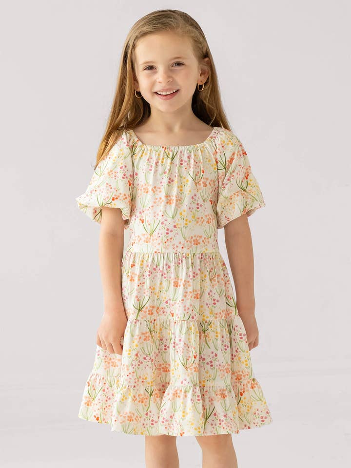 Springtime Garden Short Puff Sleeve Dress for wholesale by mabel + honey