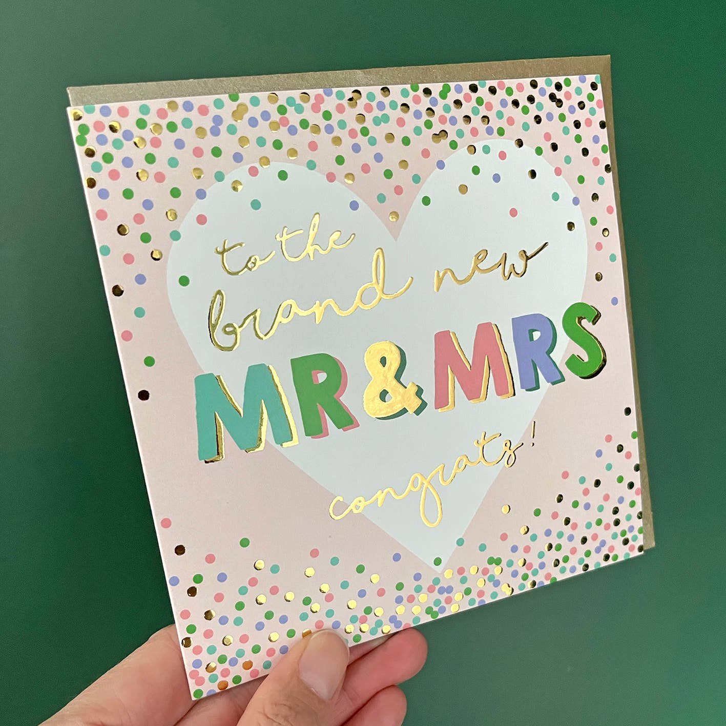 Michelle Fiedler Design – wholesale Wedding card – Celebration Brand New Mr and Mrs Gold Foil2