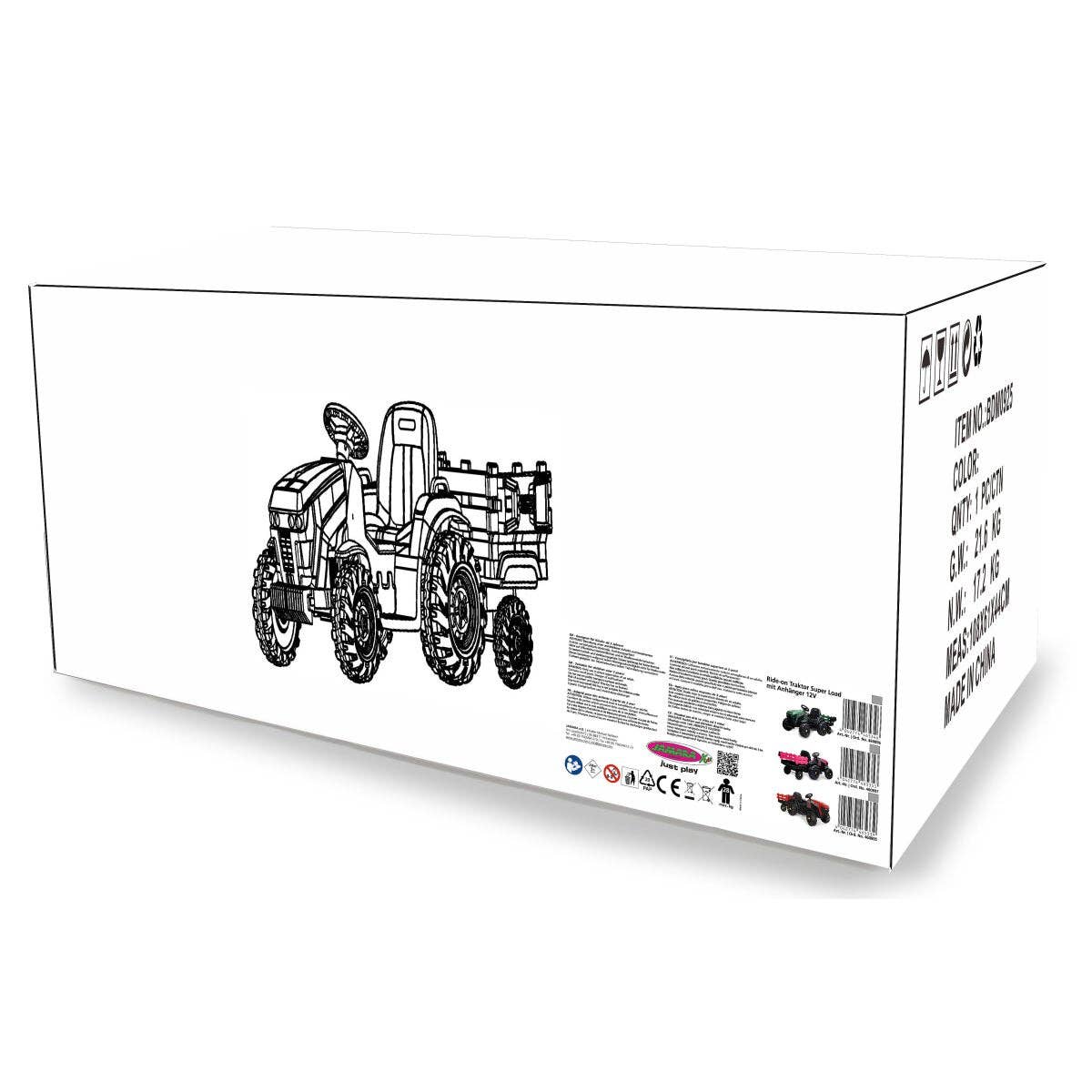 mhw24 – wholesale Toy car/truck – Child – Ride-on tractor Super Load with trailer green 12V1