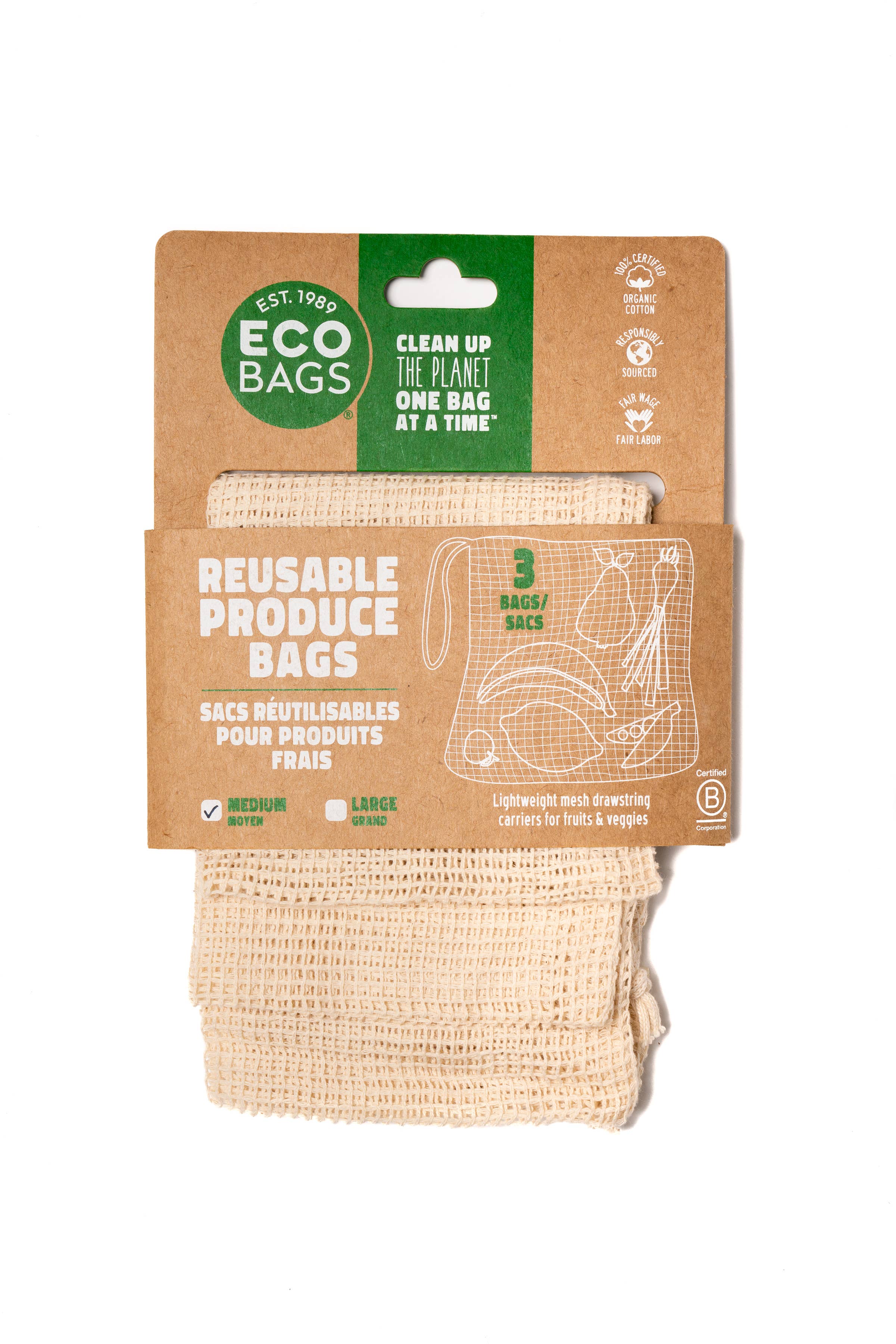 ECOBAGS - Wholesale Grocery/Shopping Bag - Packaged Organic Cotton Medium Mesh Bag - 3 Pack4