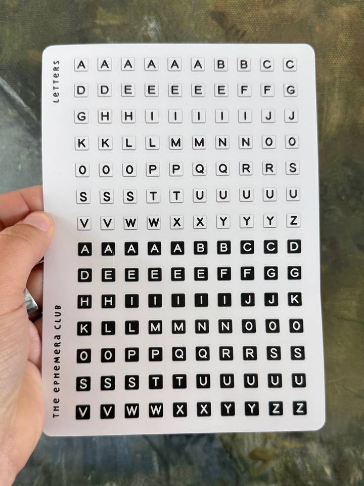 Alphabet Letter Sticker Sheet | Black & White Monogram Stick for wholesale by The Ephemera Club