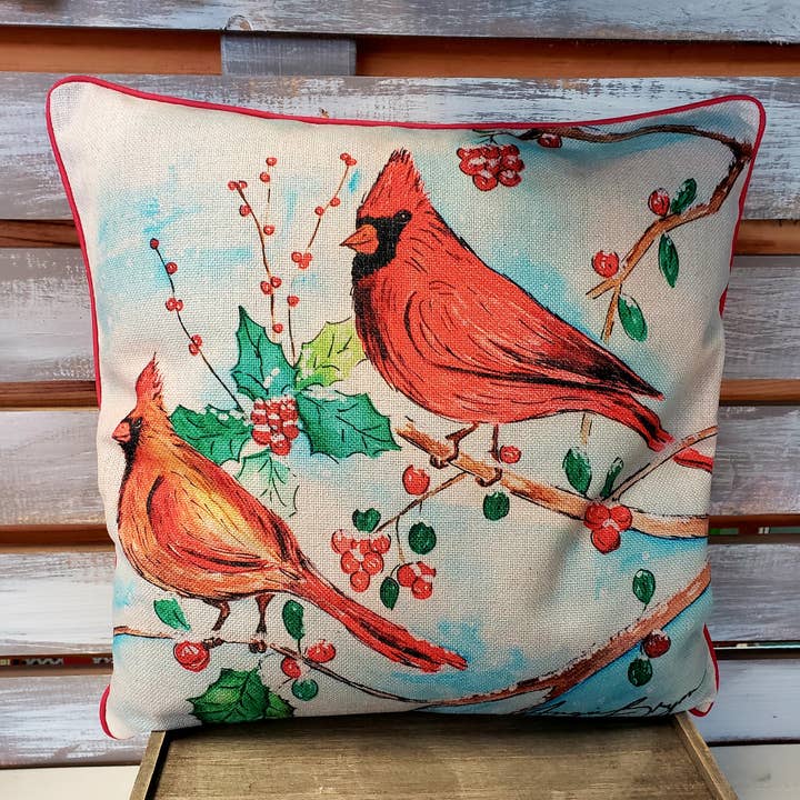 Funda de almohada Winter Cardinals para venta al por mayor de Angie Bryan Creations