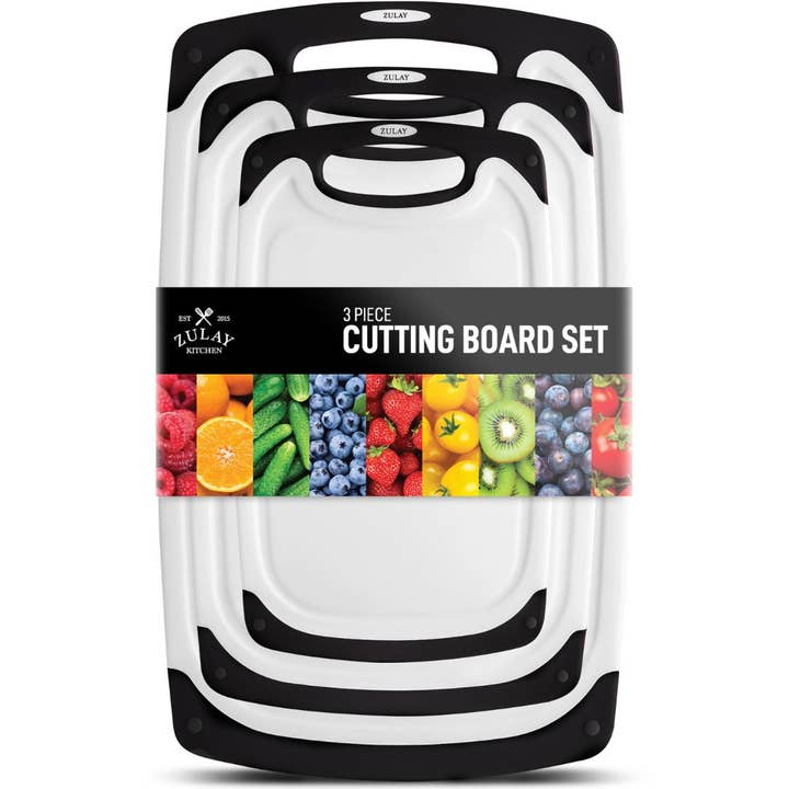 3-Piece Cutting Board Set with Juice Grooves – Shelf Ready for wholesale by Zulay Kitchen