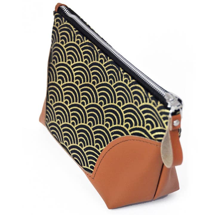 Toiletry Bag - Black & Gold Wave for wholesale by Lauren Holloway