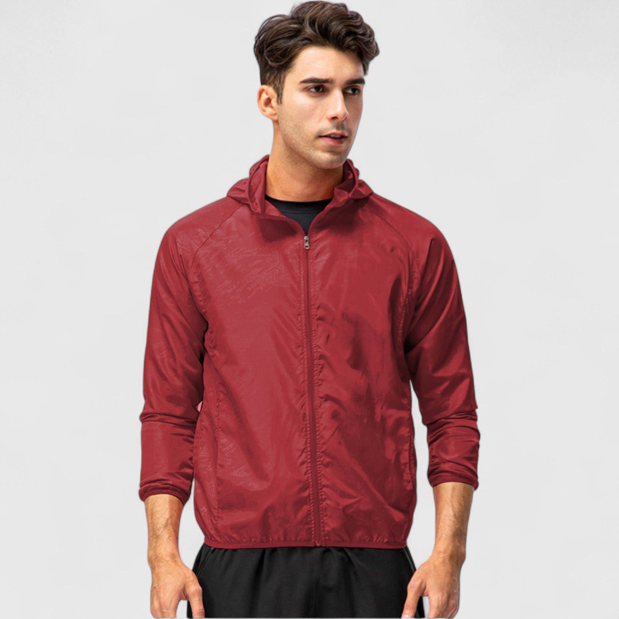 Active by Anna-Kaci - Wholesale Windbreaker - Men's - Men's Full Zip Hooded Windbreaker Jacket with Side Pockets a17