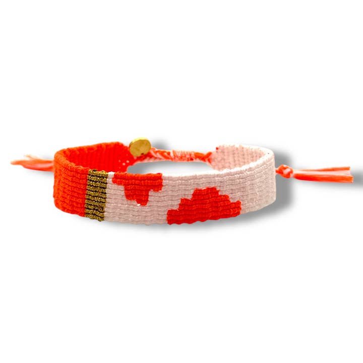 Kizel® vævet armbånd i orange, hvid og guld fra Maison Kizo for engroshandel hos MAISON KIZO