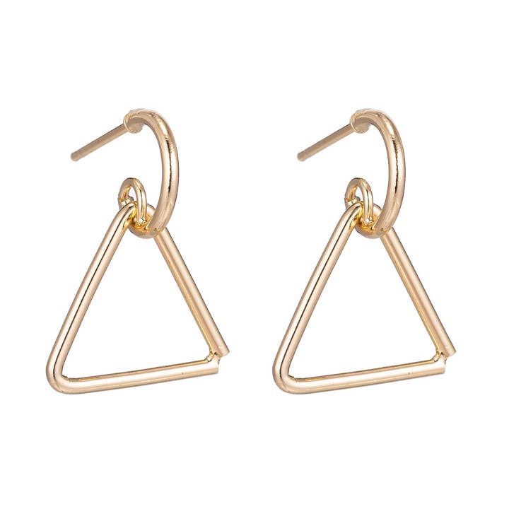 18k Gold Filled Triangle Earrings Post, Handmade Stud Earrings, Geometric Earring Making Findings for Jewelry Making Supplies K-019 for wholesale by Aim Eternal