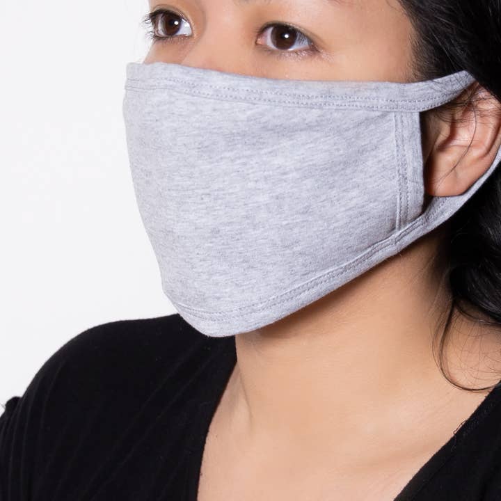 Double Sided Knit Face Mask in Heather Gray for wholesale by Reformd Clothing Co.