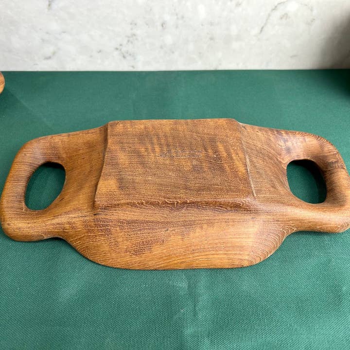 Tuckahoe Hardwoods – Engroshandel Pyntebakke – Rustikt teaktræsfad med håndtag - lille5