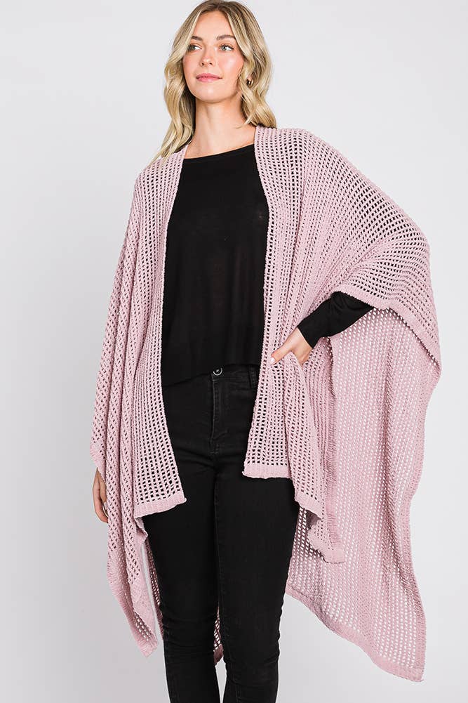 Hana - Wholesale Cardigan - Dames - Solid Chenille Crochet Ruana45