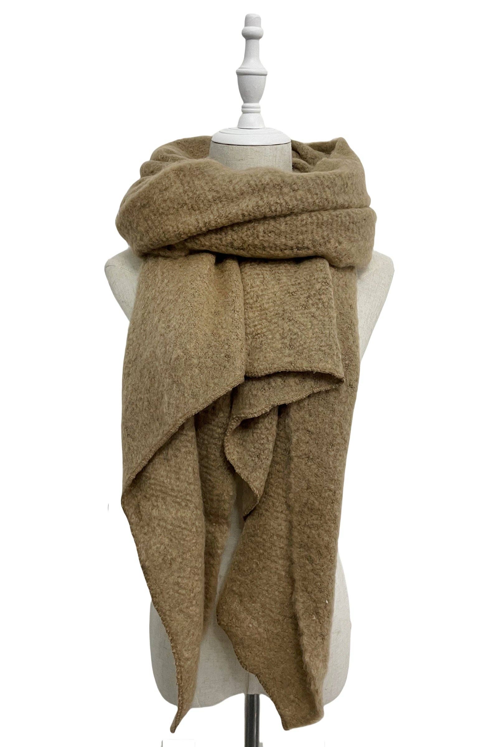 Fashion Scarf World - Wholesale Scarf - Women's - Plain Boucle Diagonal Edge Wool Scarf29