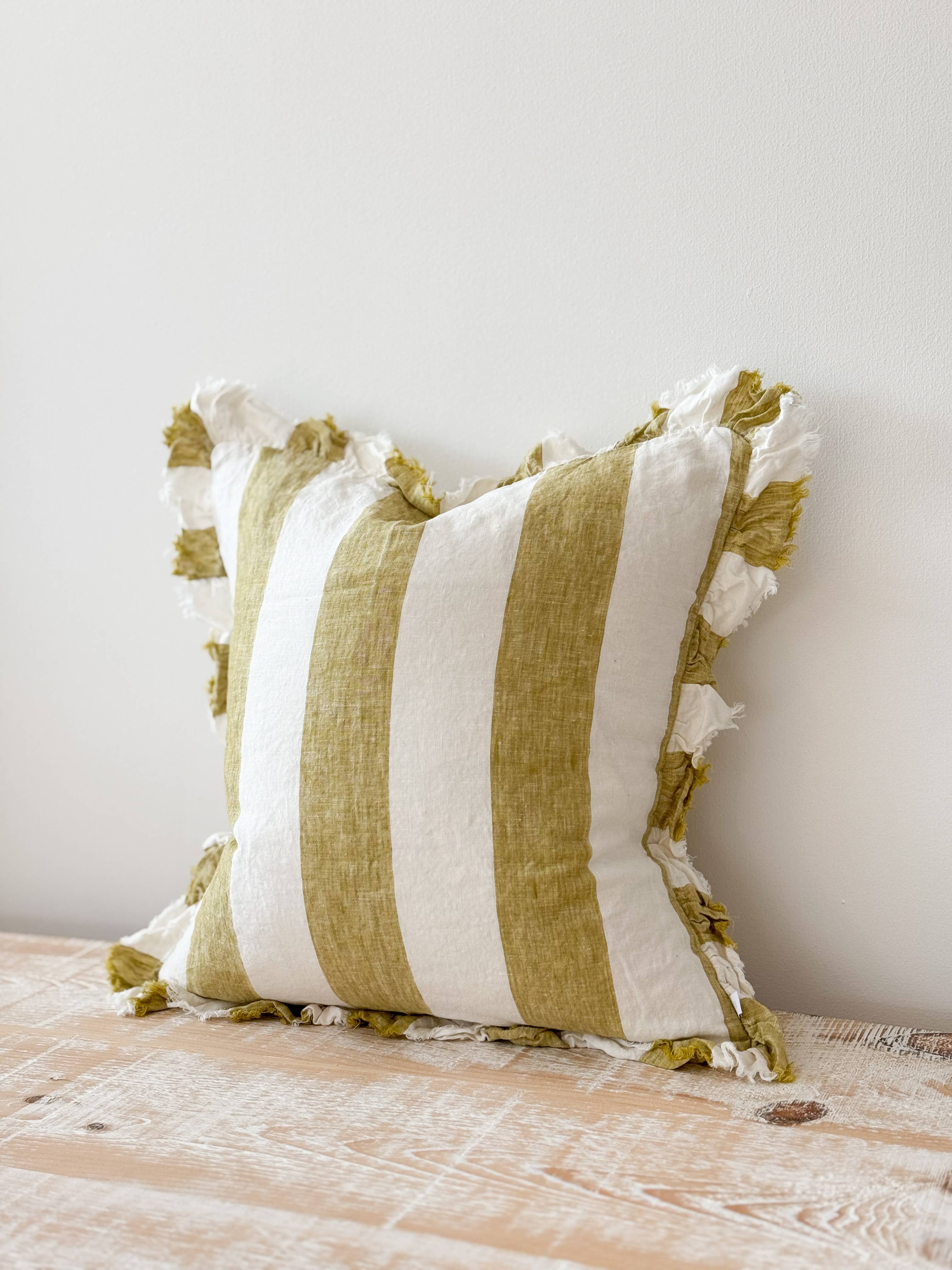 Ellenvale Trade - Wholesale Throw Pillow Cover - Hallie Light Olive Wide Stripe Cushion Cover, 45x45cm