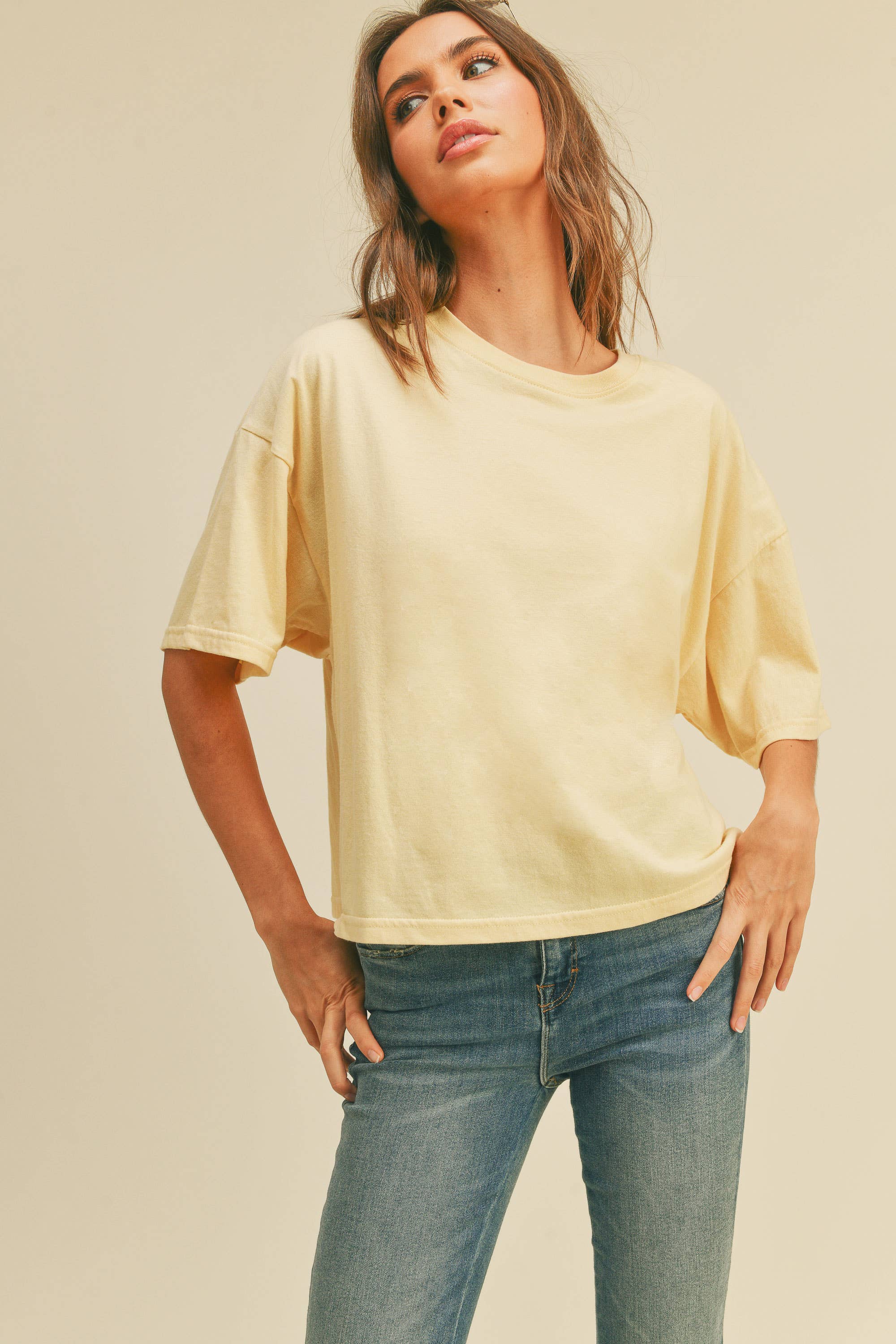 Honestee – wholesale T-shirt – women's – Blank Long Cropped T-Shirt14